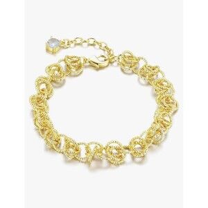 French Retro Style Bracelet Triple Layer Circles Filigree Design 18k Gold Plate